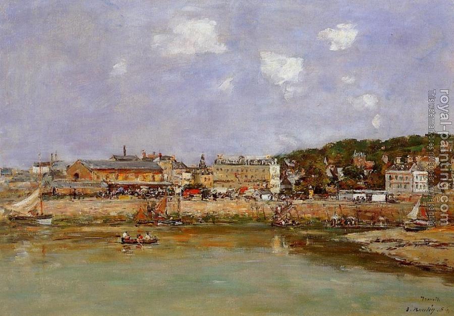Eugene Boudin : The Port of Trouville, the Market Place and the Ferry